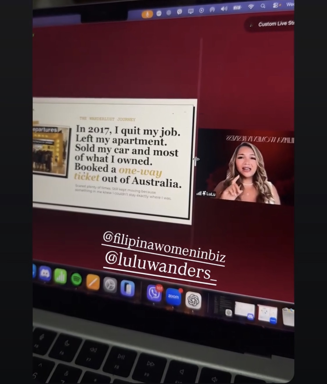 LuLu speaking during the FWIB webinar